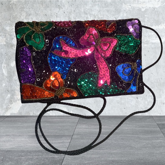 carla marchi Handbags - Pink and Blue Galaxy Sequined Beaded Crossbody